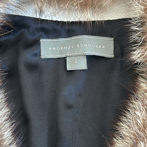 Proenza Schouler White Leather & Fur Double Breasted Jacket - Picture 2 of 6